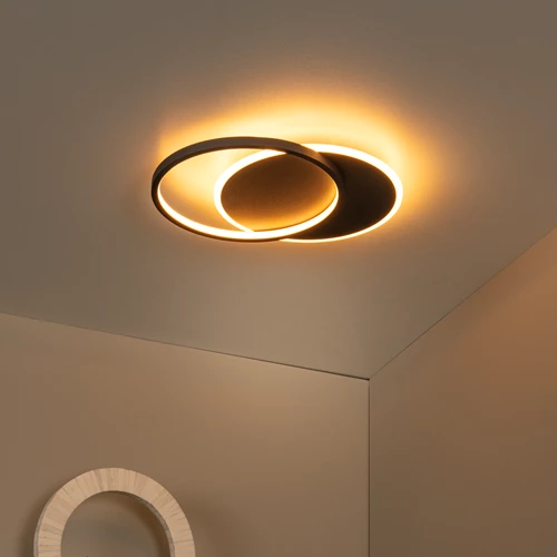 Lucide AXELLE - Deckenleuchte - Ø 29,5 cm - LED 3 StepDim - 1x24W 2700K - Schwarz - Atmosphäre 1